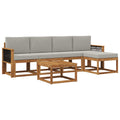 Outdoor-Sofagarnitur 6 pcs Natürlich und Hellgrau Polyester