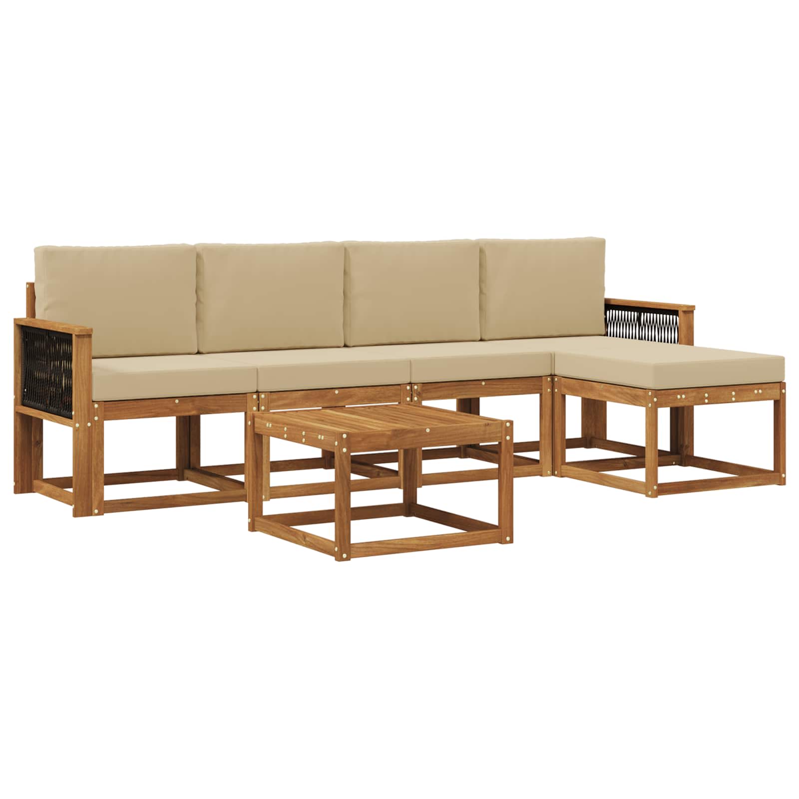 Outdoor-Sofagarnitur 6 pcs Natur und Beige Polyester