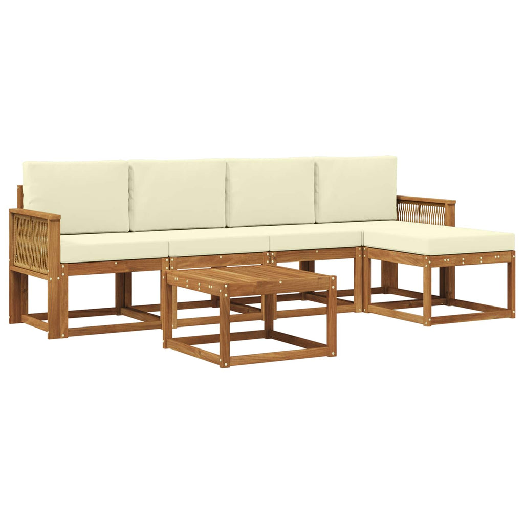 Outdoor-Sofagarnitur 6 pcs Natur und Creme Polyester