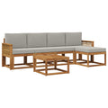 Outdoor-Sofagarnitur 6 pcs Natürlich und Hellgrau Polyester