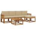 Outdoor-Sofagarnitur 6 pcs Natur und Beige Polyester