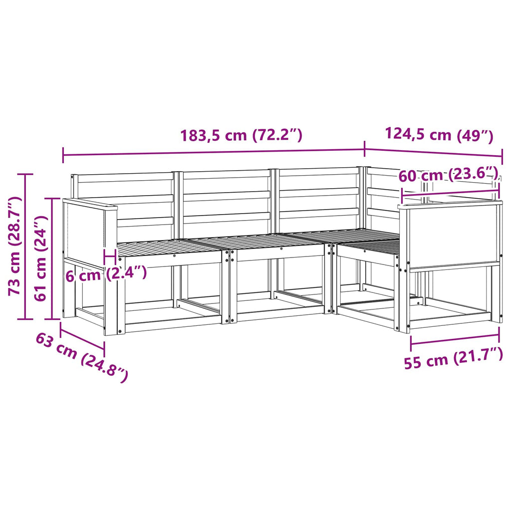 Outdoor-Sofagarnitur 4 pcs Natur Massivholz Akazie