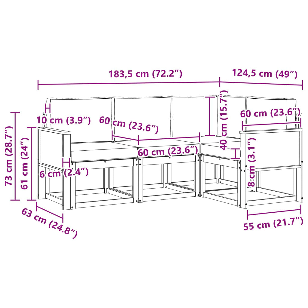 Outdoor-Sofagarnitur 4 pcs Natur und Creme Polyester