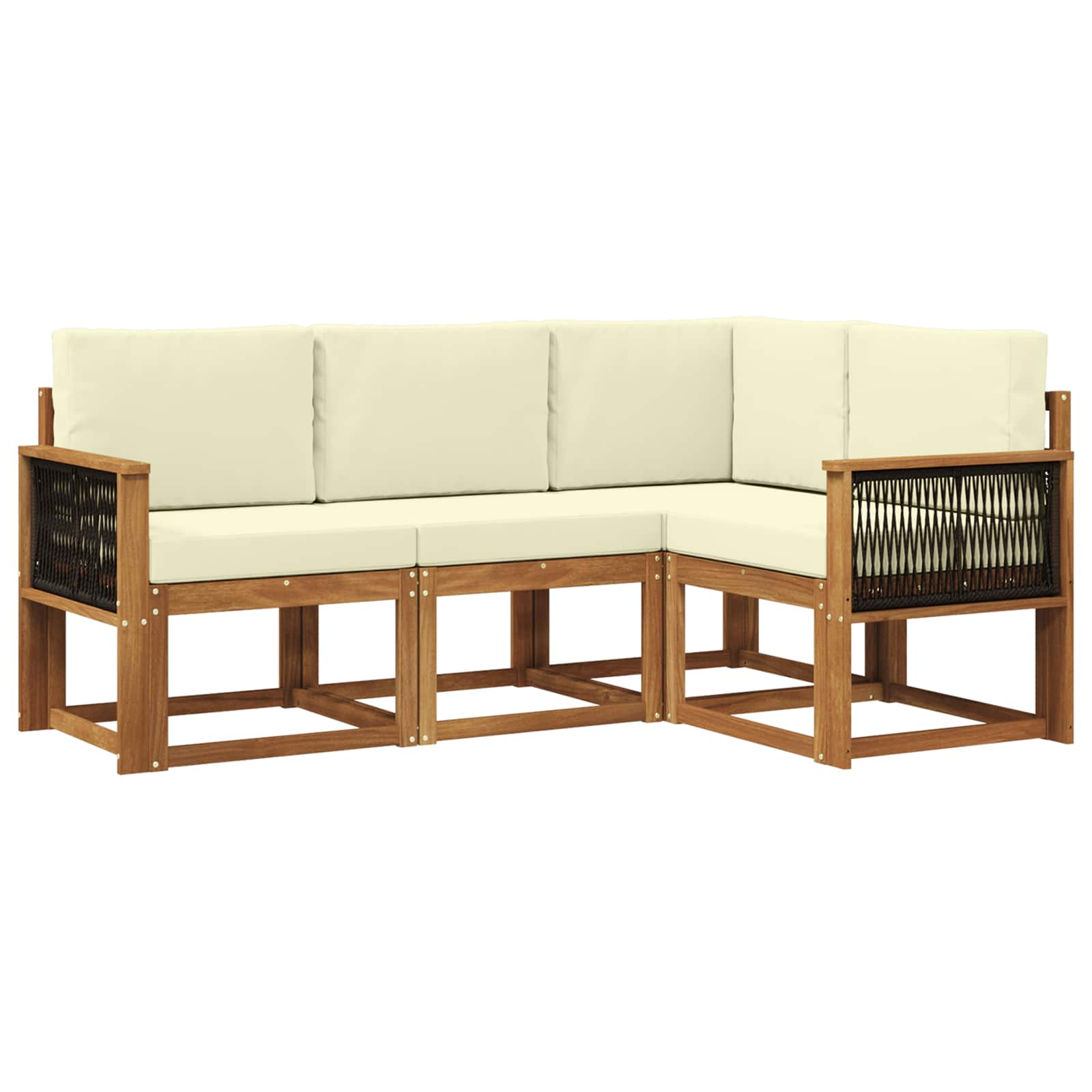 Outdoor-Sofagarnitur 4 pcs Natur und Creme Polyester