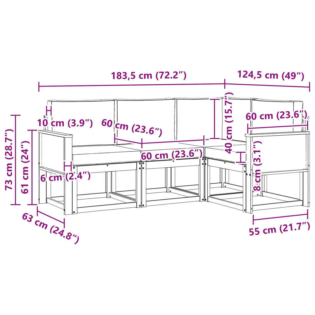 Outdoor-Sofagarnitur 4 pcs Natur und Creme Polyester