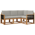 Outdoor-Sofagarnitur 4 pcs Natürlich und Hellgrau Polyester