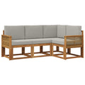 Outdoor-Sofagarnitur 4 pcs Natürlich und Hellgrau Polyester