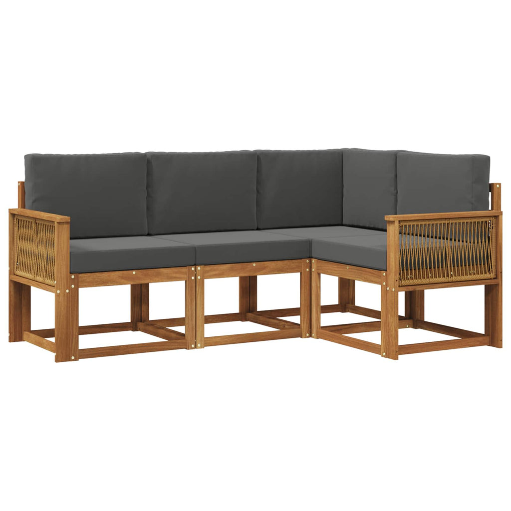 Outdoor-Sofagarnitur 4 pcs Natur und Anthrazit Polyester