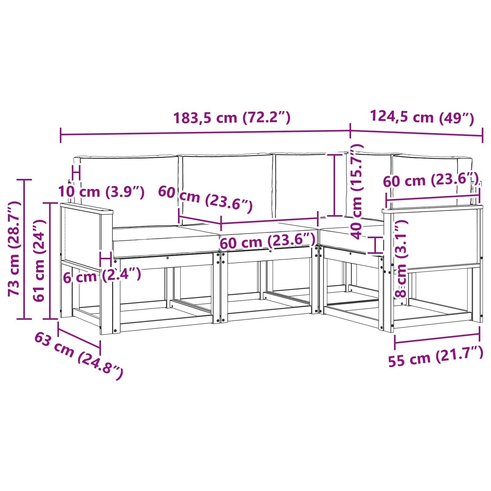 Outdoor-Sofagarnitur 4 pcs Natur und Beige Polyester