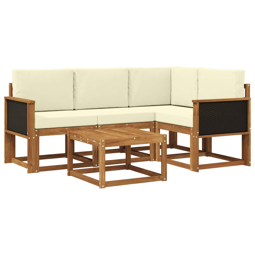 Outdoor-Sofagarnitur 5 pcs Natur und Creme Polyester