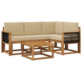 Outdoor-Sofagarnitur 5 pcs Natur und Beige Polyester
