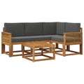 Outdoor-Sofagarnitur 5 pcs Natur und Anthrazit Polyester