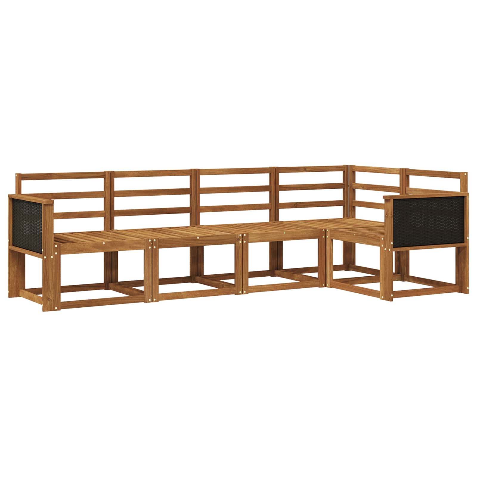 Outdoor-Sofagarnitur 5 pcs Natur Massivholz Akazie