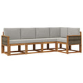 Outdoor-Sofagarnitur 5 pcs Natürlich und Hellgrau Polyester