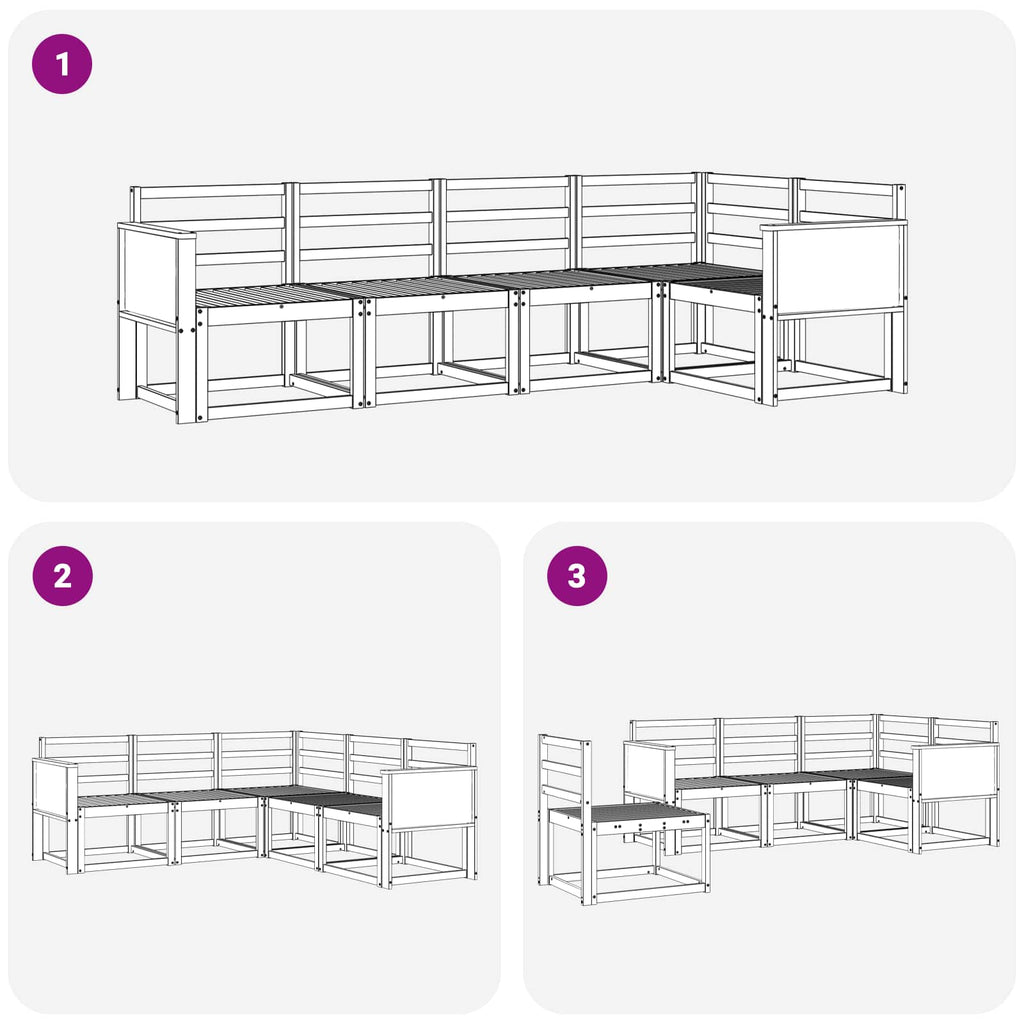 Outdoor-Sofagarnitur 5 pcs Natur Massivholz Akazie