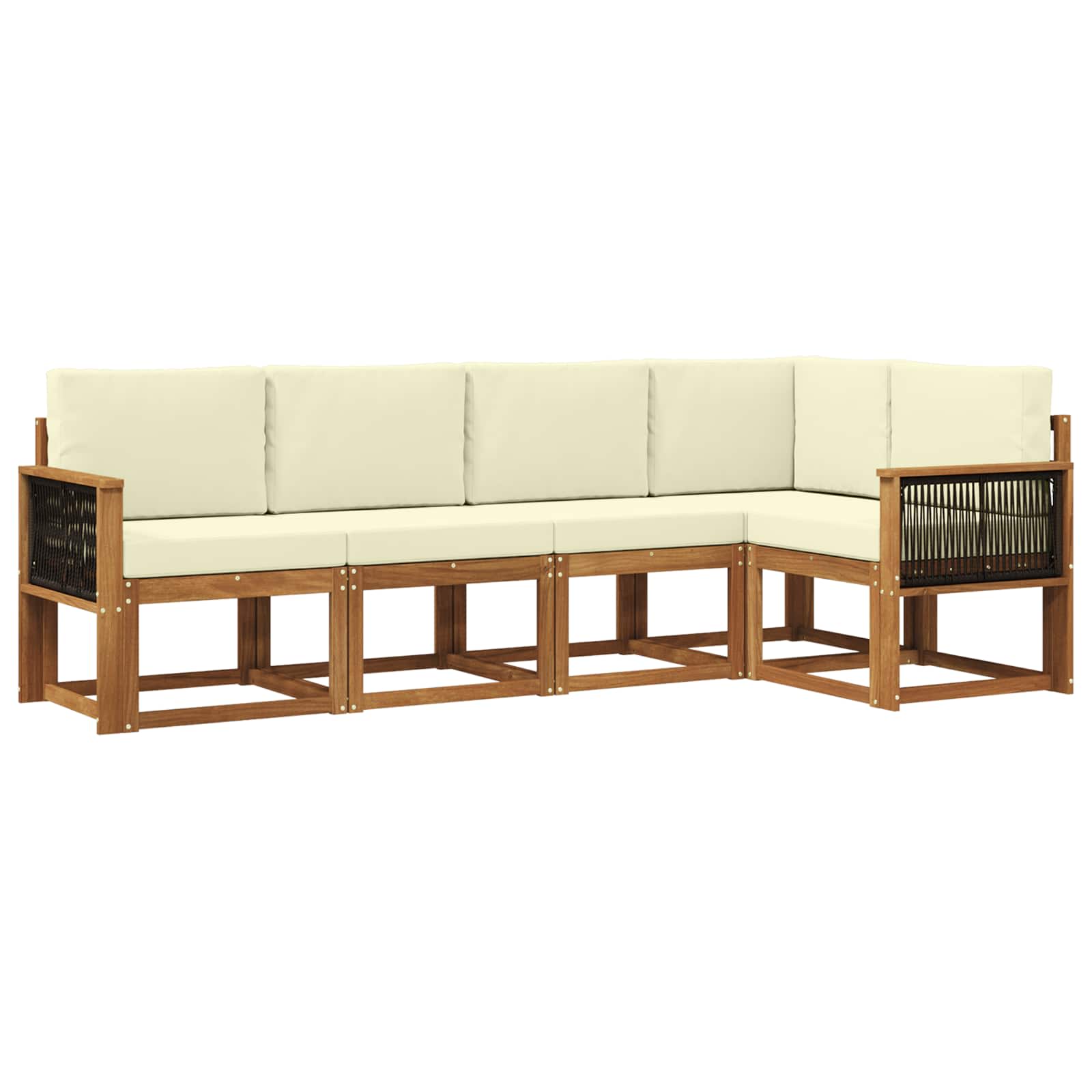 Outdoor-Sofagarnitur 5 pcs Natur und Creme Polyester