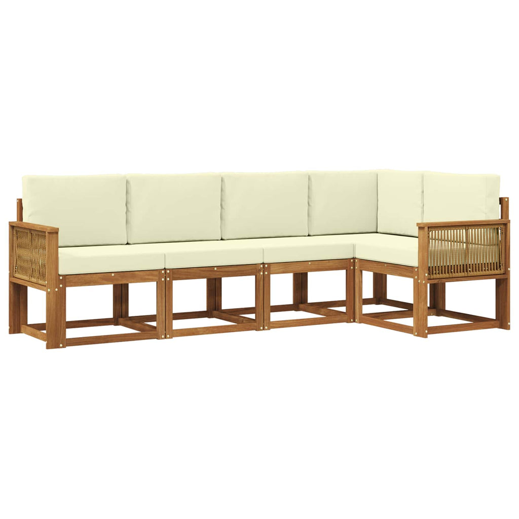 Outdoor-Sofagarnitur 5 pcs Natur und Creme Polyester