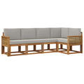 Outdoor-Sofagarnitur 5 pcs Natürlich und Hellgrau Polyester
