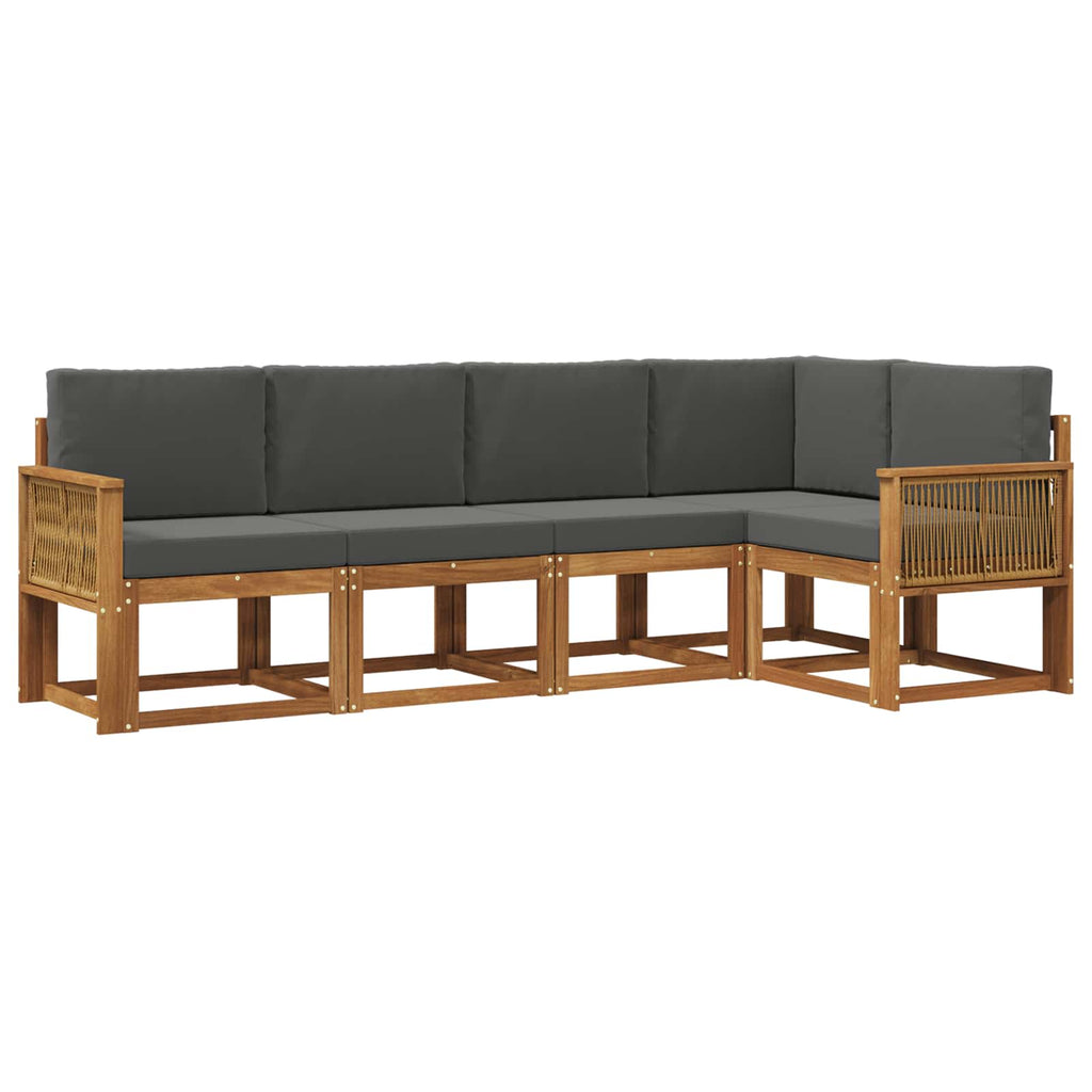 Outdoor-Sofagarnitur 5 pcs Natur und Anthrazit Polyester