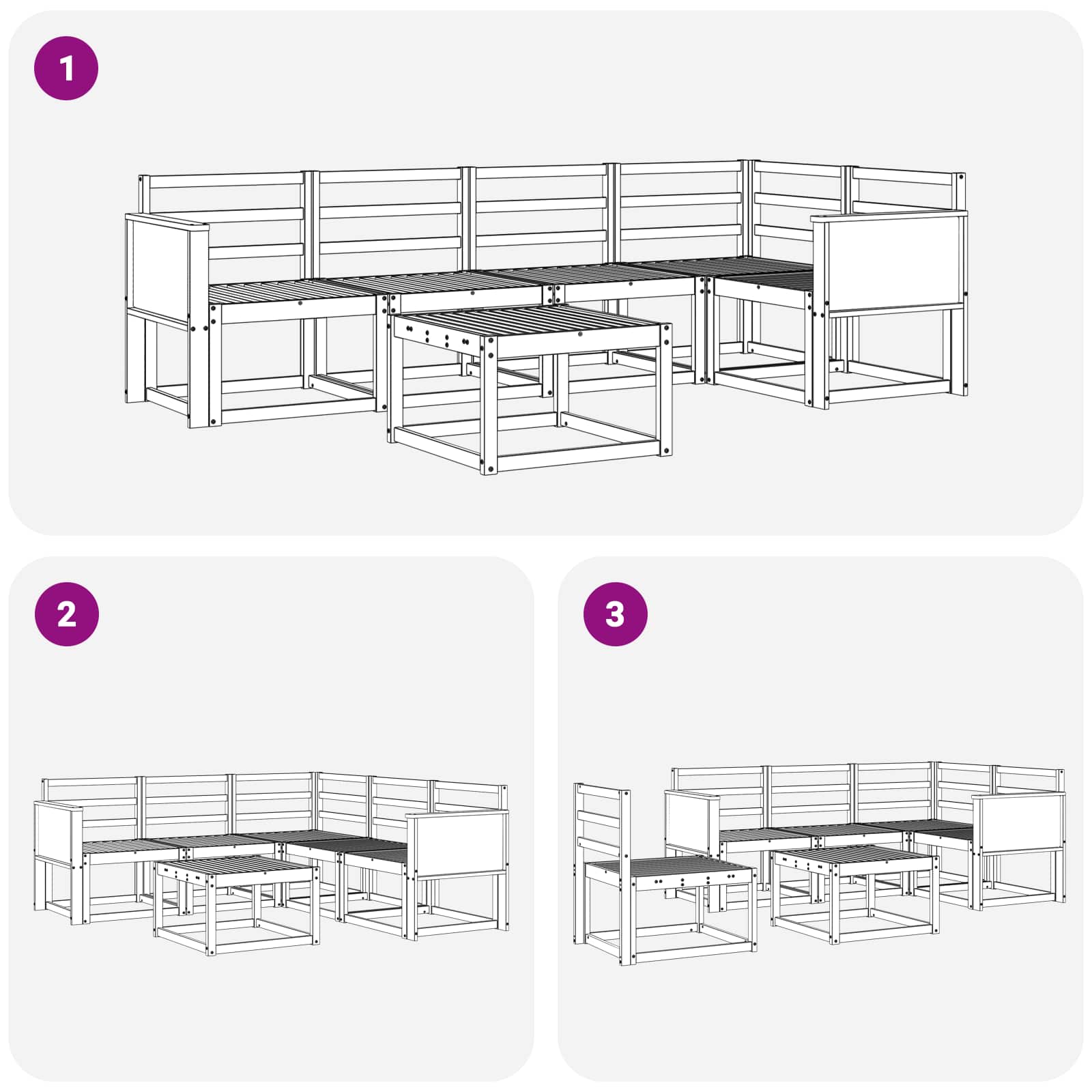 Outdoor-Sofagarnitur 6 pcs Natur Massivholz Akazie