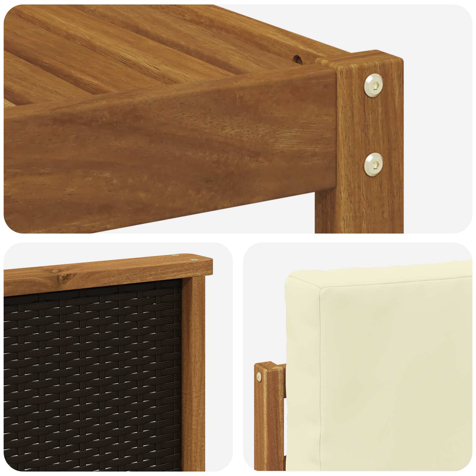 Outdoor-Sofagarnitur 6 pcs Natur und Creme Massivholz Akazie
