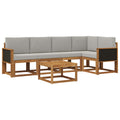 Outdoor-Sofagarnitur mit Kissen 6 pcs Natürlich und Hellgrau