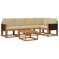 Outdoor-Sofagarnitur 6 pcs Natur und Beige Massivholz Akazie