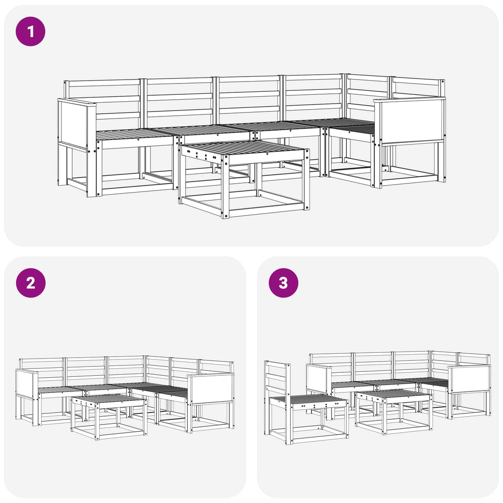 Outdoor-Sofagarnitur 6 pcs Natur Massivholz Akazie