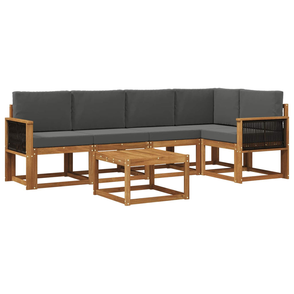 Outdoor-Sofagarnitur mit Kissen 6 pcs Natur und Anthrazit