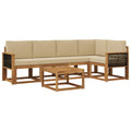 Outdoor-Sofagarnitur 6 pcs Natur und Beige Massivholz Akazie