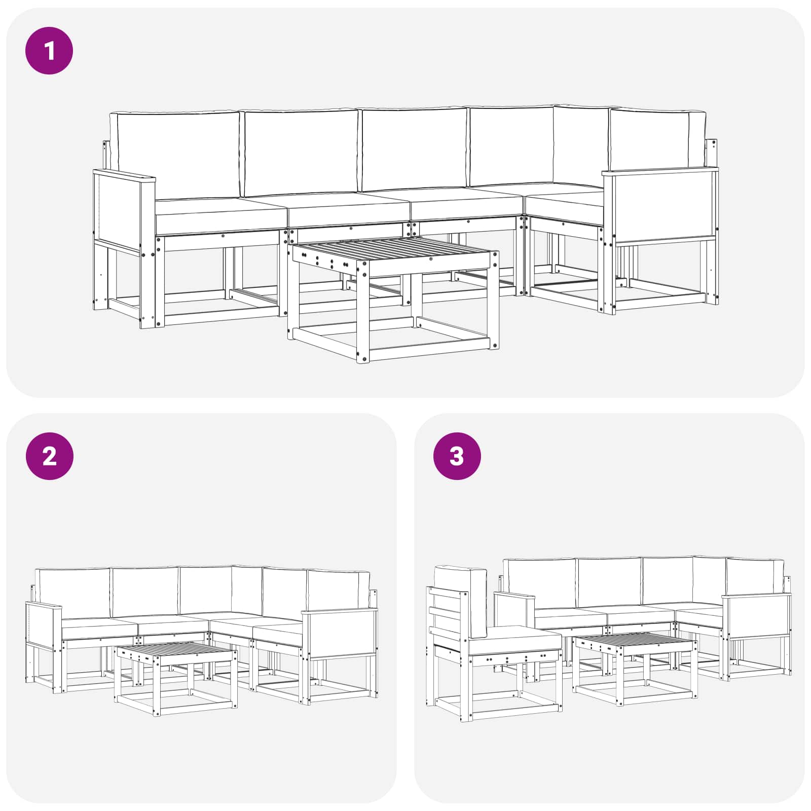 Outdoor-Sofagarnitur 6 pcs Natur und Beige Massivholz Akazie