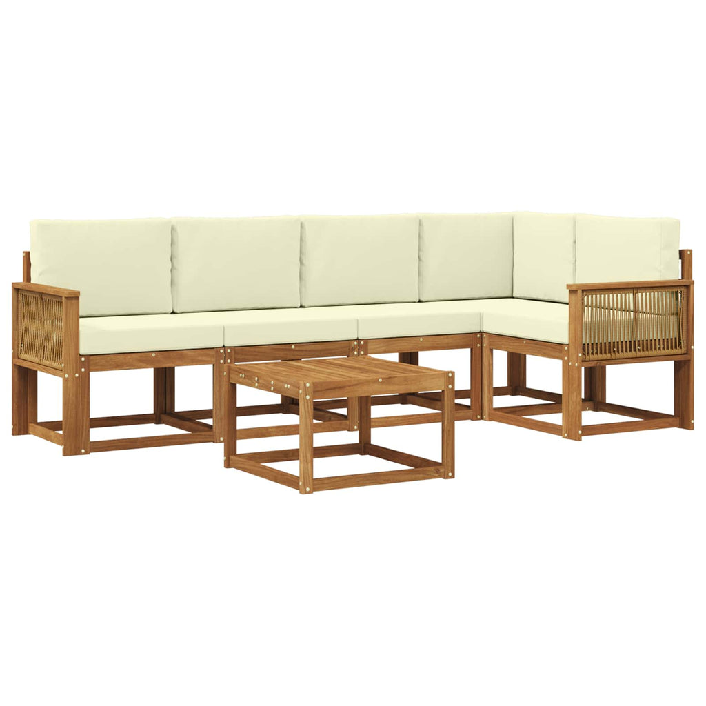 Outdoor-Sofagarnitur 6 pcs Natur und Creme Massivholz Akazie