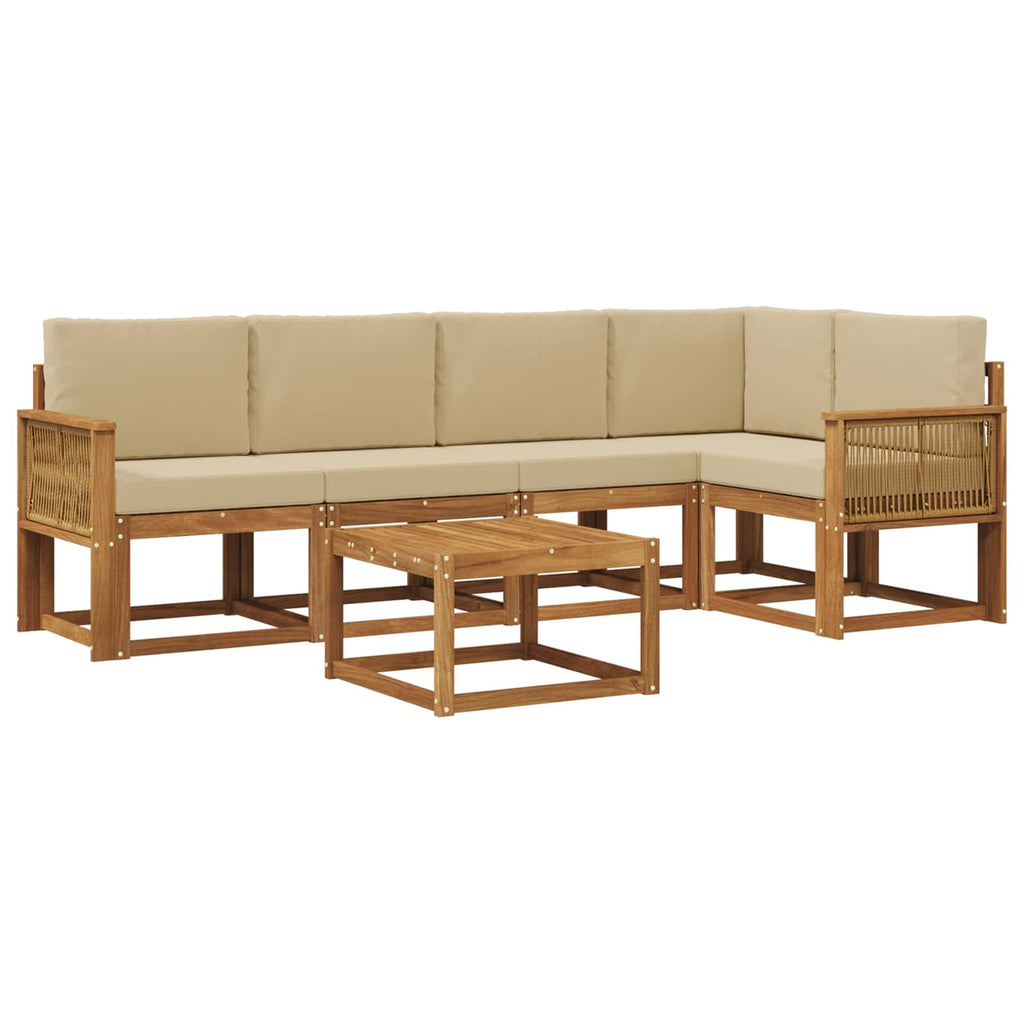 Outdoor-Sofagarnitur 6 pcs Natur und Beige Massivholz Akazie