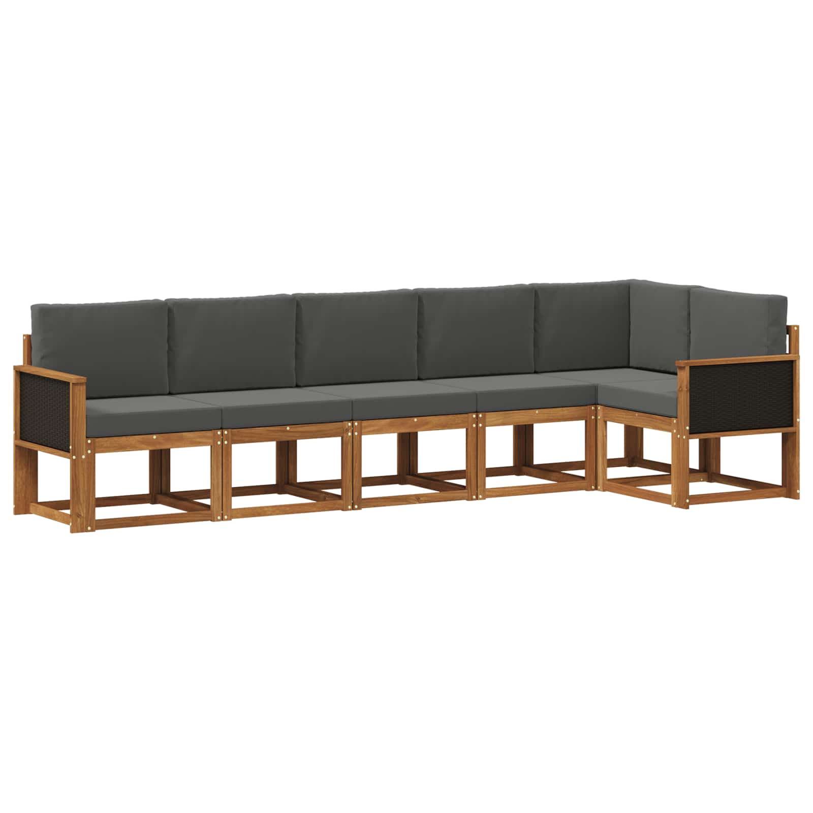 Outdoor-Sofagarnitur 6 pcs Natur und Anthrazit Polyester