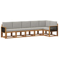 Outdoor-Sofagarnitur 6 pcs Natürlich und Hellgrau Polyester