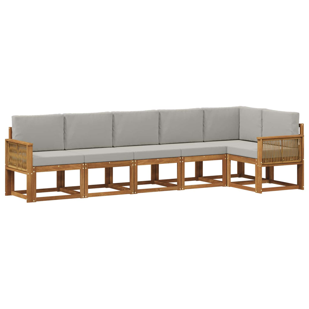 Outdoor-Sofagarnitur 6 pcs Natürlich und Hellgrau Polyester