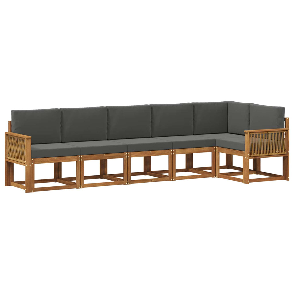 Outdoor-Sofagarnitur 6 pcs Natur und Anthrazit Polyester