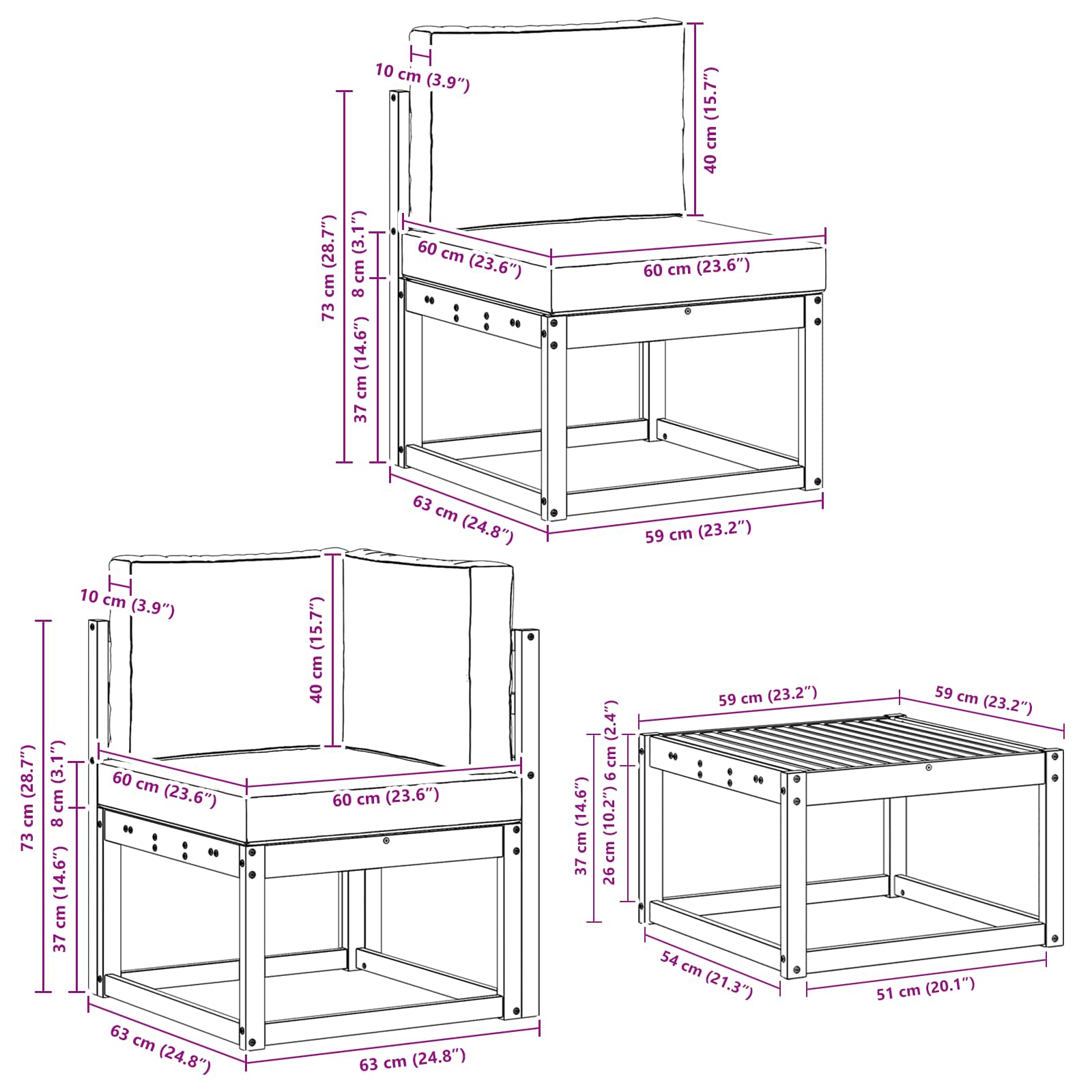 Outdoor-Sofagarnitur 7 pcs Natürlich und Hellgrau Polyester