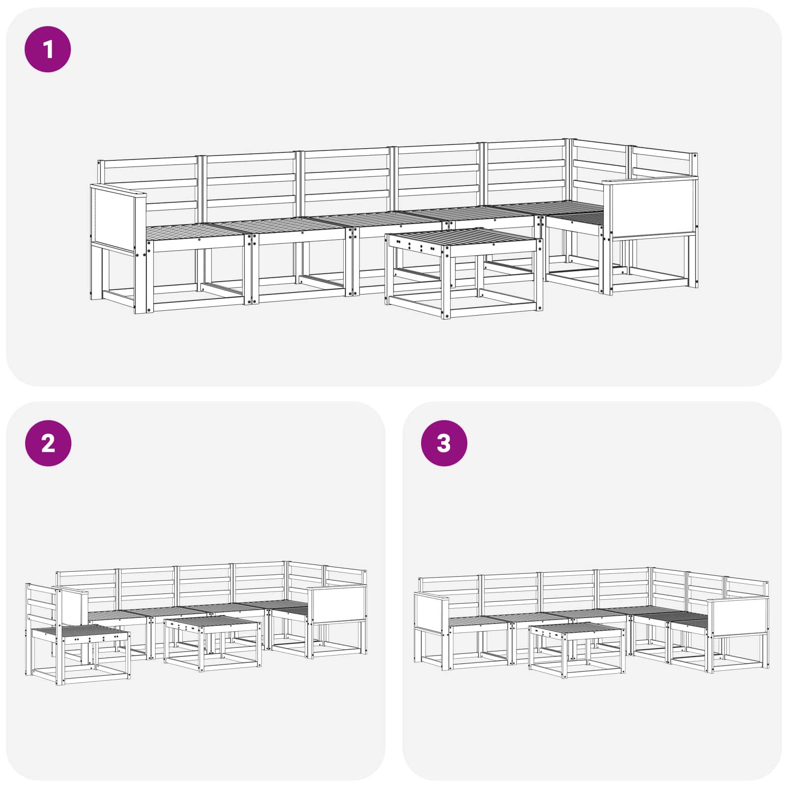 Outdoor-Sofagarnitur 7 pcs Natur Massivholz Akazie