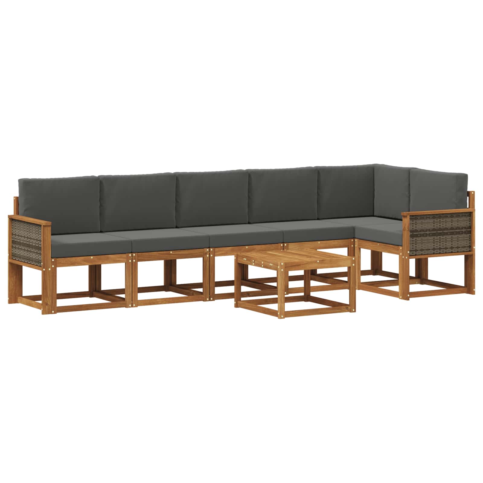 Outdoor-Sofagarnitur 7 pcs Natur und Anthrazit Polyester