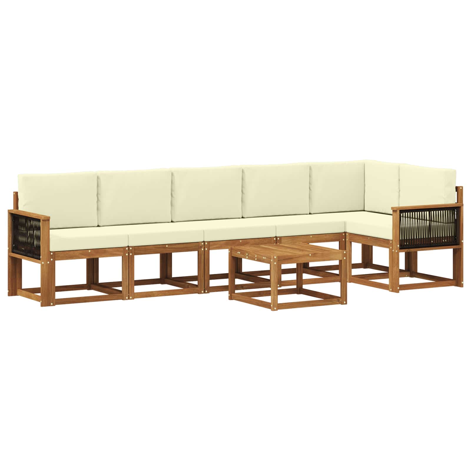 Outdoor-Sofagarnitur mit Kissen 7 pcs Natur und Creme Polyester