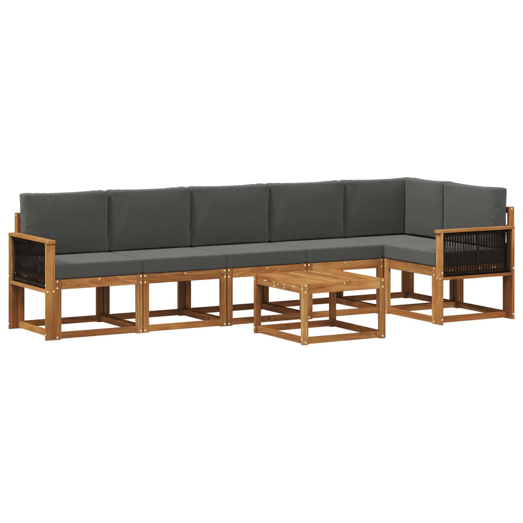 Outdoor-Sofagarnitur 7 pcs Natur und Anthrazit Polyester