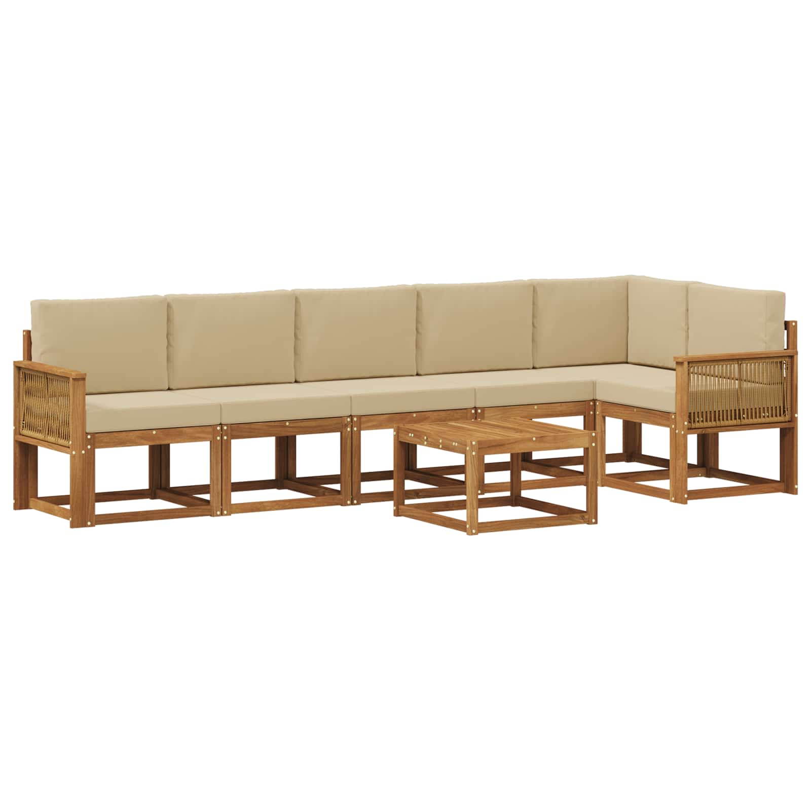 Outdoor-Sofagarnitur mit Kissen 7 pcs Natur und Beige Polyester