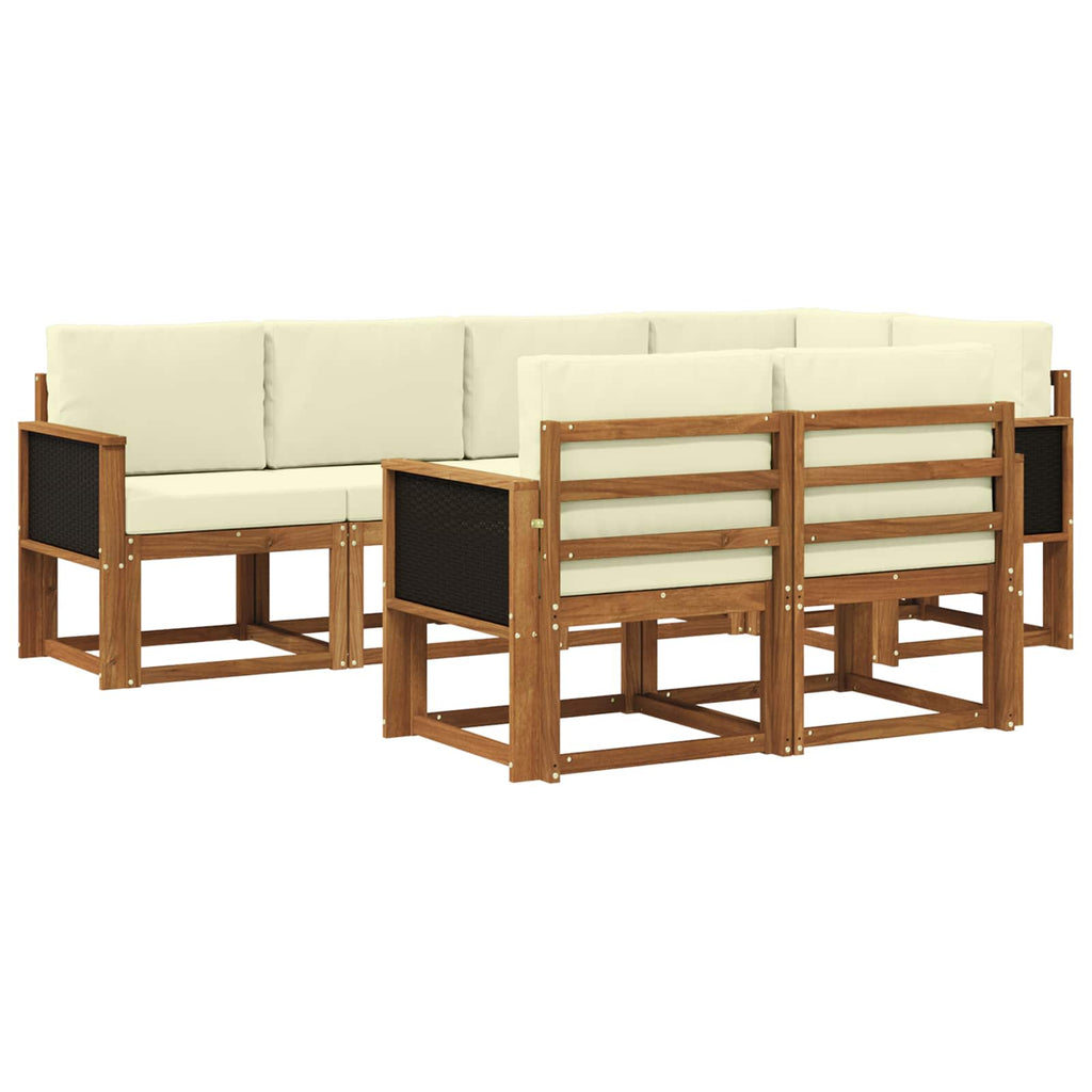 Outdoor-Sofagarnitur mit Kissen 7 pcs Natur und Creme Polyester