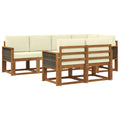 Outdoor-Sofagarnitur mit Kissen 7 pcs Natur und Creme Polyester