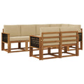 Outdoor-Sofagarnitur mit Kissen 7 pcs Natur und Beige Polyester