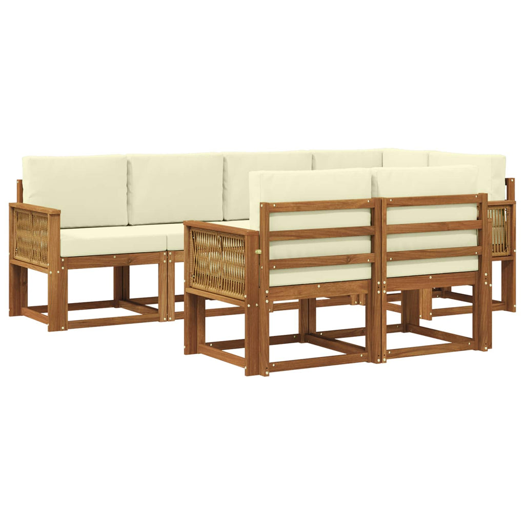 Outdoor-Sofagarnitur mit Kissen 7 pcs Natur und Creme Polyester