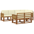 Outdoor-Sofagarnitur mit Kissen 7 pcs Natur und Creme Polyester