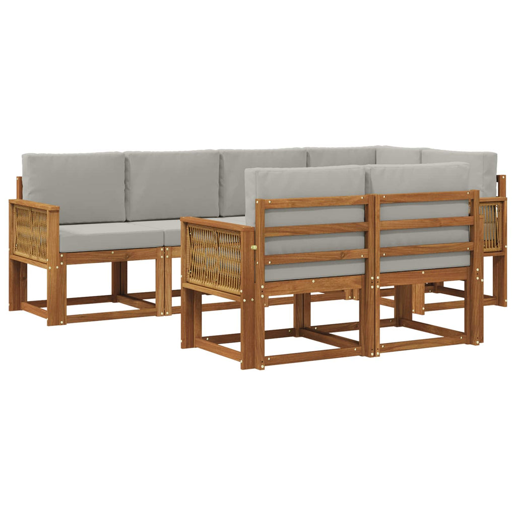 Outdoor-Sofagarnitur 7 pcs Natürlich und Hellgrau Polyester