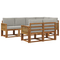 Outdoor-Sofagarnitur 7 pcs Natürlich und Hellgrau Polyester